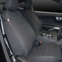 Ford Mustang Hardtop (2015-NOW), FRONT Full-Back Seat with Map Pockets & REAR Seat Covers, Snug Fit, Premium Neoprene (Automotive-Grade) 100% Waterproof