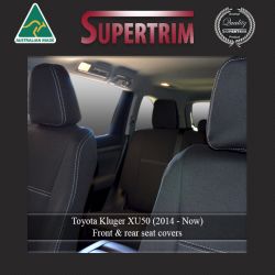 Seat Covers FRONT PAIR + CONSOLE Lid Cover Snug Fit for Toyota Kluger (Mar 2014-Now), Premium Neoprene (Automotive-Grade) 100% Waterproof