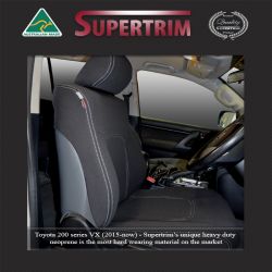 Seat Covers FRONT PAIR + CONSOLE LID COVER  Custom Fit Landcruiser 200 Series (Oct 2015 - Now) - MK.III Altitude & VX, Snug Fit, Heavy Duty Neoprene (Automotive-Grade) 100% Waterproof