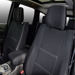 FRONT Seat Covers Full-back with Map Pockets & Rear with Armrest Access Snug Fit for Grand Cherokee WK (2011-2021) Heavy Duty Neoprene (Automotive-Grade) 100% Waterproof