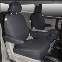 Seat Covers 2nd Row With Full-Length + Access to Cupholders Snug Fit Kia Carnival YP (2015 - 2020), Heavy Duty Neoprene | Supertrim