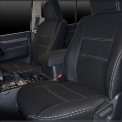 Seat Covers FRONT Pair + CONSOLE Lid Cover Snug Fit For Mitsubishi Pajero (2006 - 2022), Premium Neoprene (Automotive-Grade) 100% Waterproof
