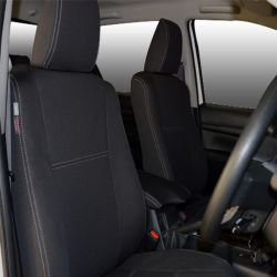Seat Covers Front Pair Full-back With Map Pockets & Rear  Snug Fit for Hilux MK.8  (9/2015 - Current), Premium Neoprene (Automotive-Grade) 100% Waterproof