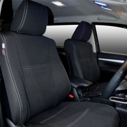 Seat Covers FRONT pair Snug Fit for Hilux MK.8  (9/2015 - Current) DUAL CAB or WORKMATE, Premium Neoprene (Automotive-Grade) 100% Waterproof