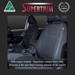 Seat Covers FRONT 2 Bucket Seats + Console Lid Custom Fit for Volkswagen Amarok (Feb 2011 -  2022), Heavy Duty Neoprene (Automotive-Grade) 100% Waterproof