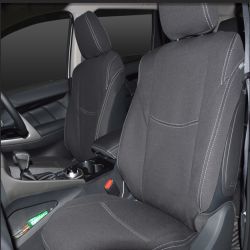 Seat Covers FRONT Pair + CONSOLE Lid Cover Snug Fit For Mitsubishi Pajero Sport (2015 - Current), Premium Neoprene (Automotive-Grade) 100% Waterproof 