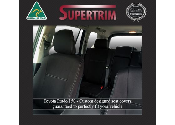 FRONT Seat Covers Snug Fit for Toyota Prado 150 series Nov09 Now Charcoal black Premium Neoprene