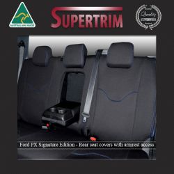 Ford Ranger PX MK.II (Sept 2015 - Now) REAR Dual Cab Seat Covers + Armrest Access, Signature Edition, Snug Fit, Premium Neoprene (Automotive-Grade) 100% Waterproof 