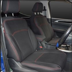 FRONT Seat Covers Full-Length With Map Pockets & REAR Custom Fit LDV T60 (2017-Now), Heavy Duty Neoprene, Waterproof | Supertrim