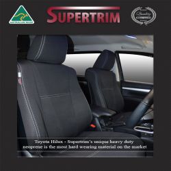 Seat Covers Front Pair + Console Lid Cover Snug Fit for Hilux MK.8  (9/2015 - Current), Premium Neoprene (Automotive-Grade) 100% Waterproof