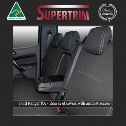 Ford Ranger PX MK.II, III (Sept 2015-18), PU 2019 REAR Dual Cab Seat Covers + Armrest Access, Snug Fit, Premium Neoprene (Automotive-Grade) 100% Waterproof