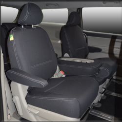 Seat Covers 2nd Row With Full-Length (with middle Armrest Cover) Snug Fit Kia Carnival KA4 (2020-Now), Heavy Duty Neoprene | Supertrim
