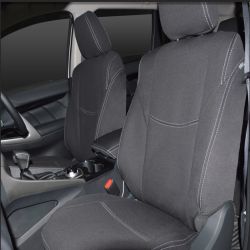 Seat Covers FRONT Pair With Full-Length Snug Fit For Mitsubishi Pajero Sport (2015 - Current, Premium Neoprene (Automotive-Grade) 100% Waterproof 